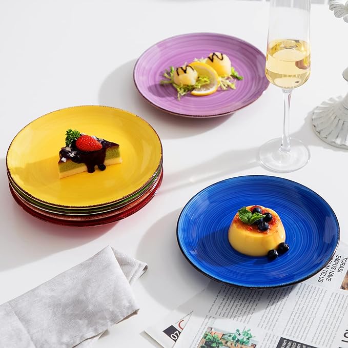 vancasso Bonita Muticolor Salad Plate Set of 6, 7.5 Inch Ceramic Dessert Plate - Image 6