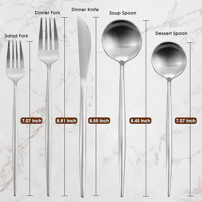 60-Piece Silverware Set, IBIILII JEFF Stainless Steel Flatware Set，Kitchen - Image 2