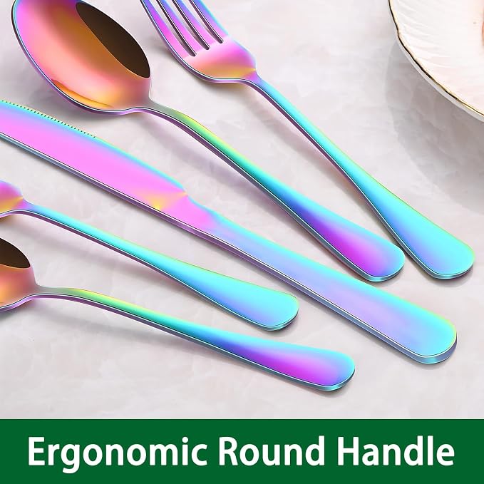 7.3 Inch Dinner Spoons Set, 8 Pieces Stainless Steel Tablespoons Set, Colorful - Image 4