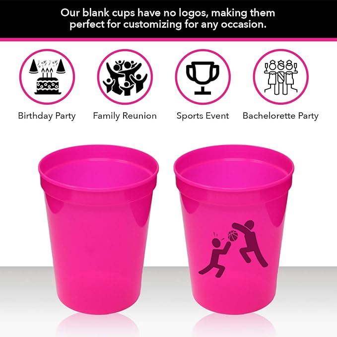 Rolling Sands 16 oz. Reusable Plastic Stadium Cups, 8 Pack, Made in USA - Image 4