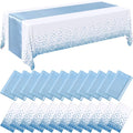 24 Packs Baby Blue and White Disposable Plastic Tablecloths and Satin Table by Breling