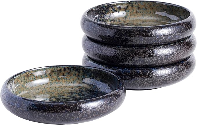 Uaral Japanese Salad Plate, Stoneware Plate Set, Appetizer Plates Set of 4 - Image 6