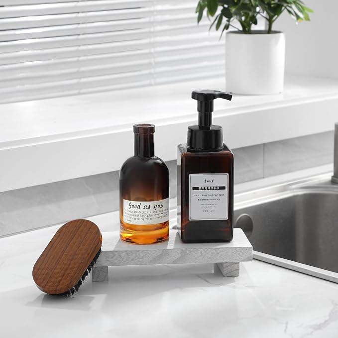 Wood Bathroom Tray Farmhouse Decor Kitchen Soap Holder, 8.7" X 3.6" White | - Image 2