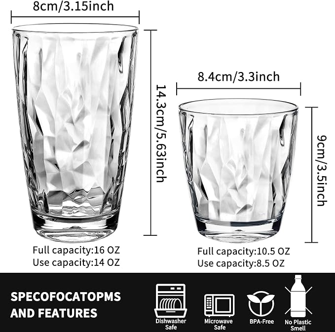 Top-spring 10 Oz Reusable Plastic Water Tumbler 4pcs Clear BPA Free | Thickened - Image 3