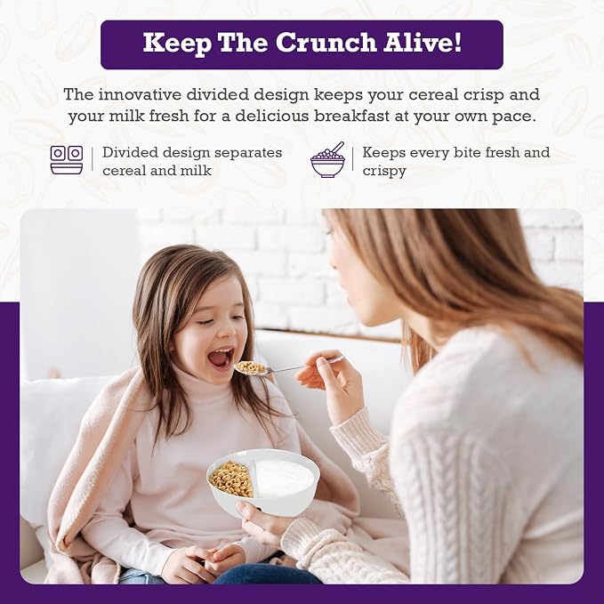 3 Pack - Just Crunch Anti-Soggy Cereal Bowl - Keeps Cereal Fresh & Crunchy | - Image 3