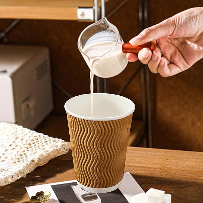 Clawsoff 120 Pack 12 oz Disposable Paper Coffee Cups Insulated Champagne | - Image 5