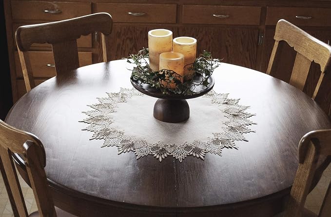 LINENS ART AND THINGS Lace Doily Neutral Earth Tones Table Topper Placemat - Image 6