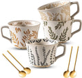 Ceramic Mugs 11 oz Unique Luxurious Cups Set of 4 by Noevany