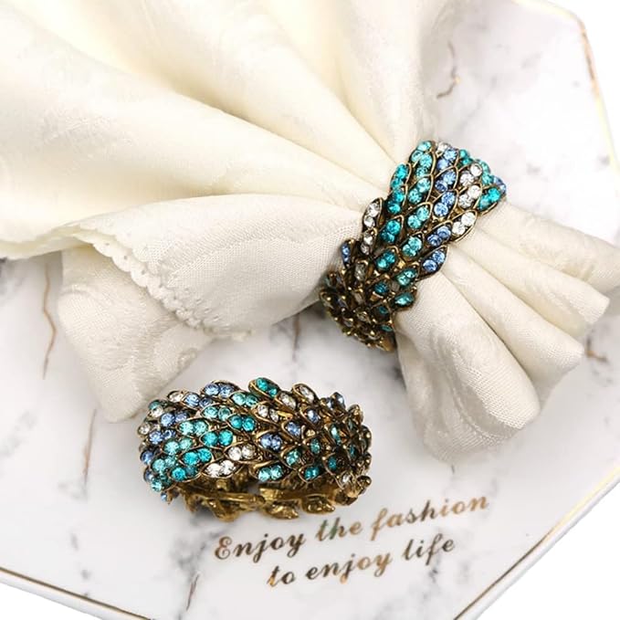 Peacock Napkin Rings Set of 12 by Joyindecor