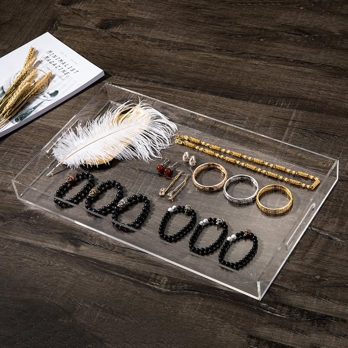 Sooyee Clear Acrylic Serving Tray, Plastic Tray - Image 6