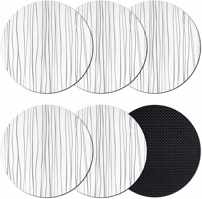 Gray Coasters Set of 6, Abstract Lines Gradient Minimalist Modern Texture Soft by PIEPLE