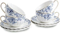 Agyiuns ceramic tea cups and saucers 6oz, floral tea cups by Agyiuns