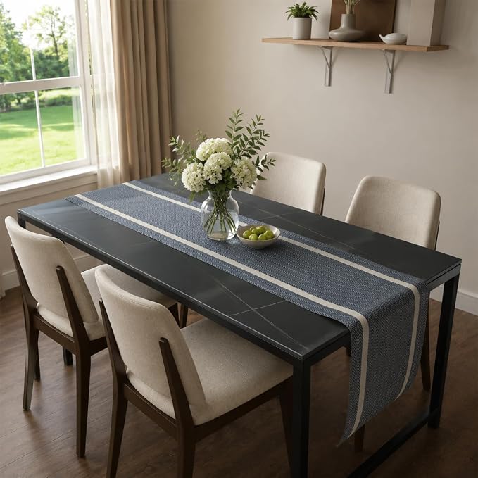 FAVE Navy Blue Table Runner Woven - Image 4