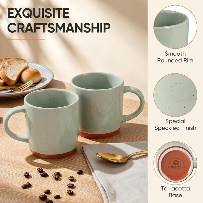 E-far Ceramic Coffee Mug Set of 4, 12oz Stoneware Coffee Cup - Image 3