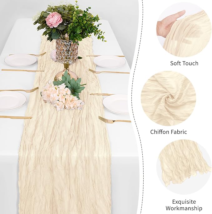 25 Pack Ivory Cheesecloth Table Runner 17 x 108 Inch Gauze Table Runner Fabric - Image 5