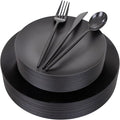 ejonirinjonir 150pcs Frosted Black Plastic Plates Plastic Plate by Ejonirinjonir