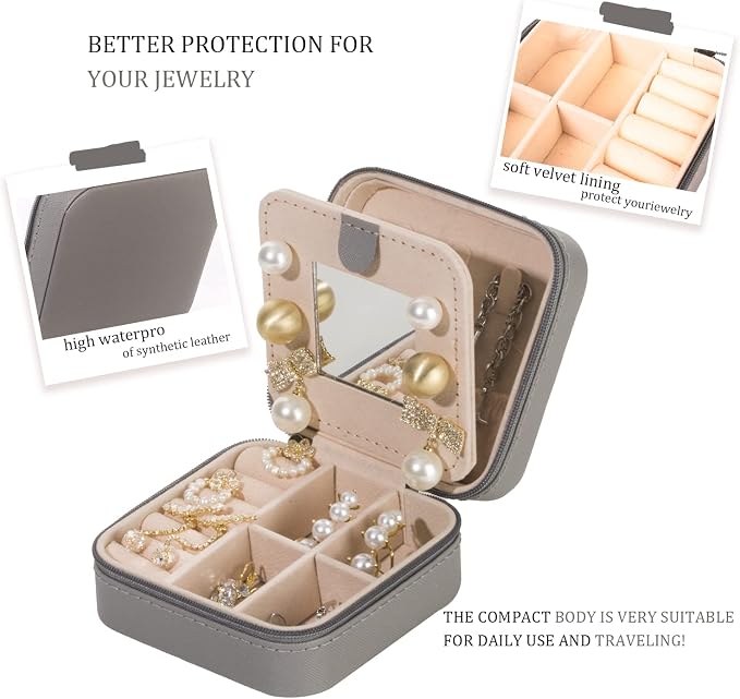KElofoN Travel jewelry case Travel jewelry box Travel Jewelry Organizer Small - Image 4