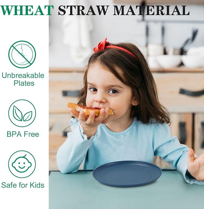 Appetizer Plates 5.7 Inch, Unbreakble Wheat Straw Plate Sets of 8, Plastic - Image 3