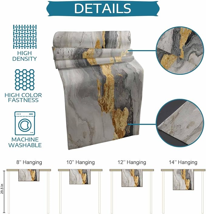 Grey Ombre Marble Table Runners 120 Inches Long, Abstract Art Kitchen Dining - Image 8