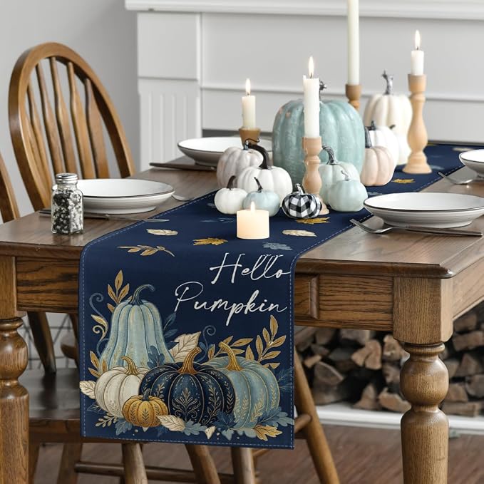 Artoid Mode 210 GSM Fall Table Runner 13x36 Inch Home Party Decor | Pumpkin - Image 3
