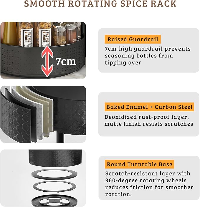 Rotating Spice Rack with Paper Towel Holder, Durable Iron, Seasoning Organizer - Image 7