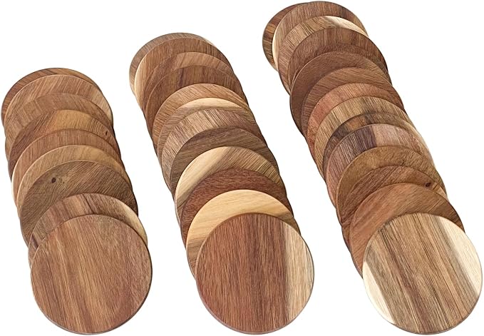 36 Pack Acacia Wood Drink Coasters, 3.68 Inch Round Wooden Acacia Wood Cup - Image 4