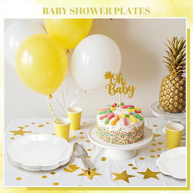 NatNarr 30 Pcs White Paper Plates, 9 Inch Scalloped Paper Plates Disposable - Image 6