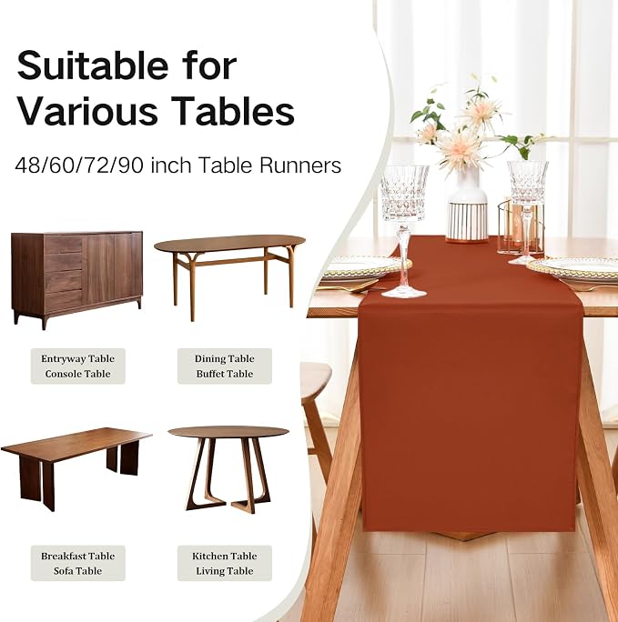 Wolkemer Farmhouse Rust Table Runner Dining Table Runners 60 Inches Long | - Image 5
