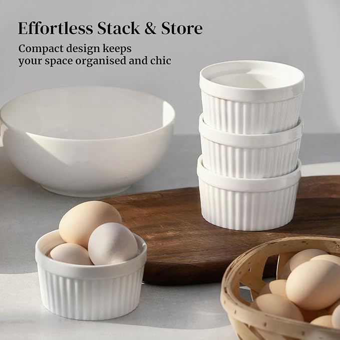 DOWAN Ramekins 6 oz Ceramic Ramekins Set of 6, Oven Safe Souffle Dishes - Image 7