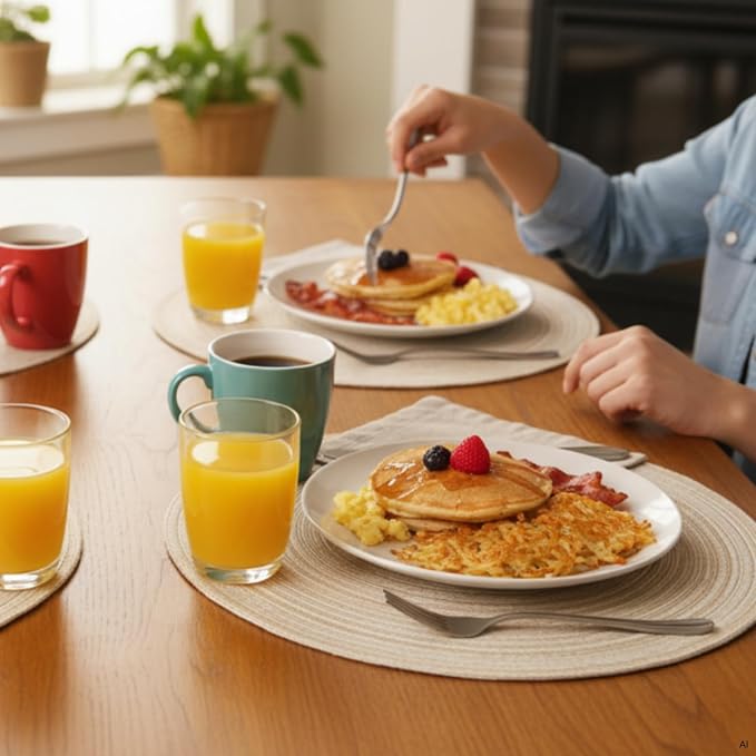 SHACOS Round Braided Placemats Set of 8 Cotton Fabric Round Table Mats Non Slip - Image 5