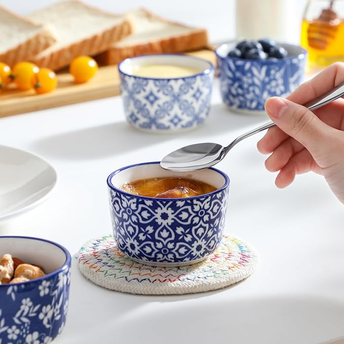 vancasso Selene 4 Oz Porcelain Ramekins Set of 6, Crème Brûlée Dessert Cups | - Image 5