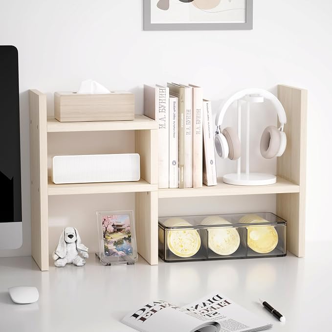 Jerry & Maggie Desktop Organizer Office Storage Rack Adjustable Wood Display - Image 3