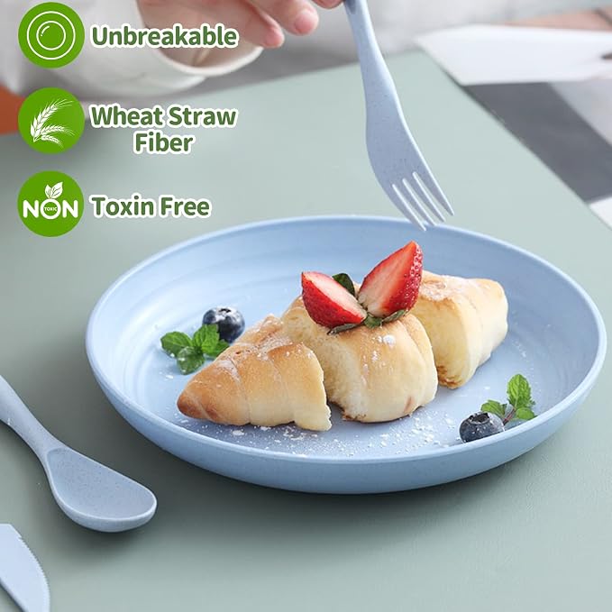 Mfacoy 6 Pack Unbreakable Dinner Plates, 10 Inch Wheat Straw, Reusable Deep - Image 3