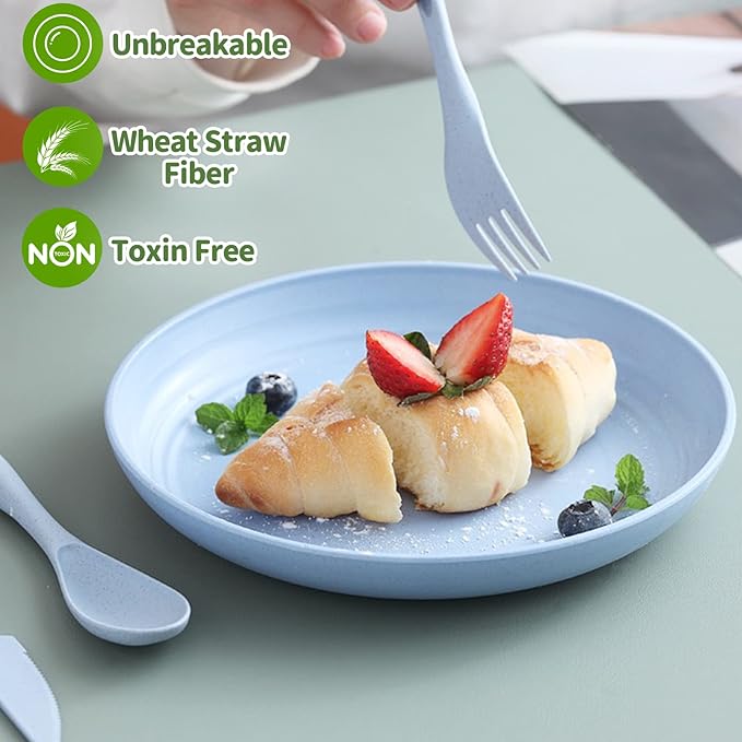 MFACOY 6 PACK Unbreakable Wheat Straw Plates, 9 Inch, Lightweight & Reusable - Image 3