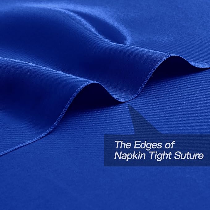 P Pothuiny 24 Pcs Royal Blue Satin Napkins 17 x 17 in, Satin Cloth Napkins | - Image 3