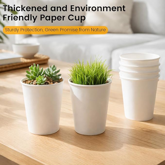 Paper Coffee Cups 12 oz, 100 Pack White Disposable Cups - Image 2