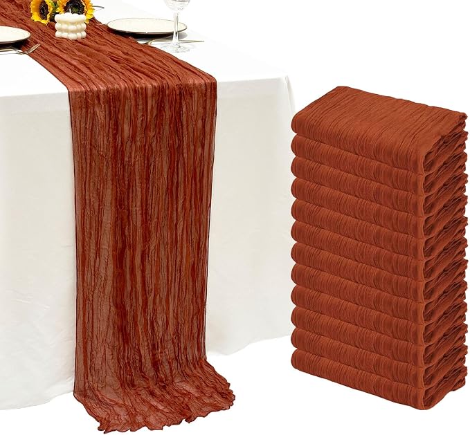12Pack Terracotta Cheesecloth Table Runner 20x120inch Gauze Table Runners | by Seveups