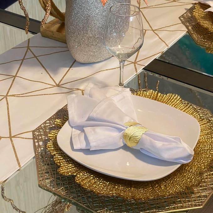 Gold Leaf Napkin Rings Set of 12, Leaves Napkin Rings - Image 6
