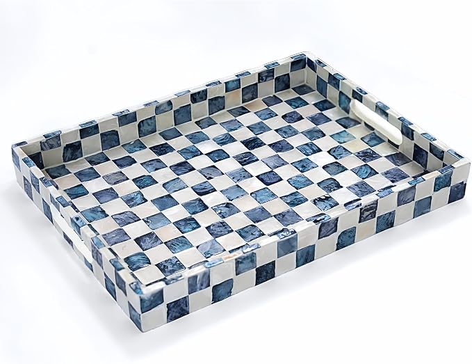 16"x12" Capiz Shell Coastal Decorative Serving Tray, Nautical Serving Tray by ChiAnHome