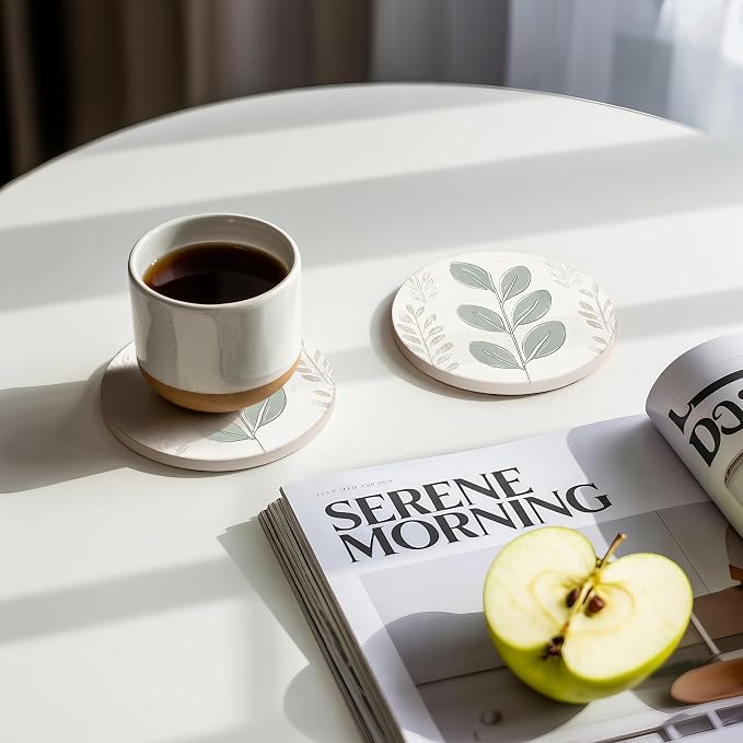 VEYRO Ceramic Coasters Set of 4 – Absorbent Stone Drink Coasters - Image 8