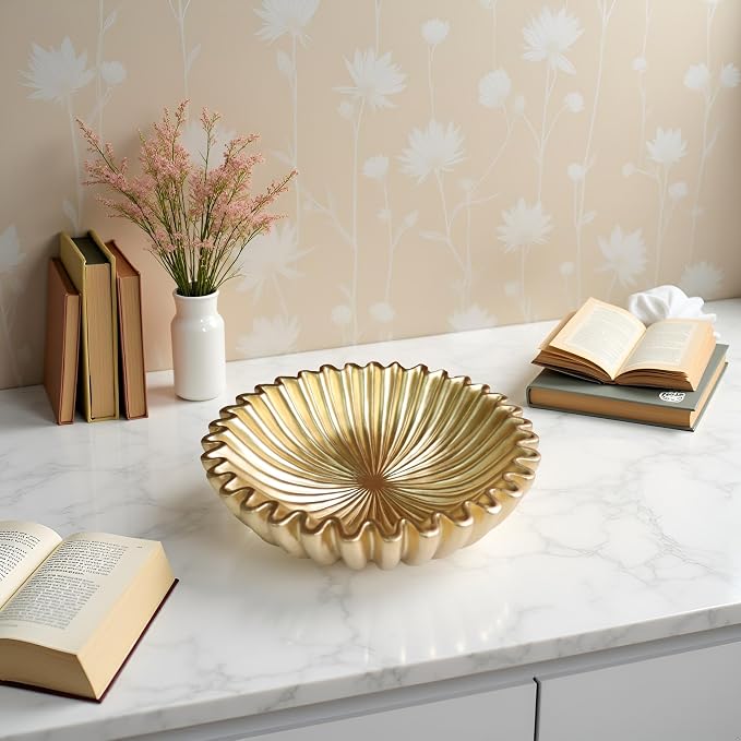 10" Large Decorative Bowl decor, Scalloped Bowls - Image 7