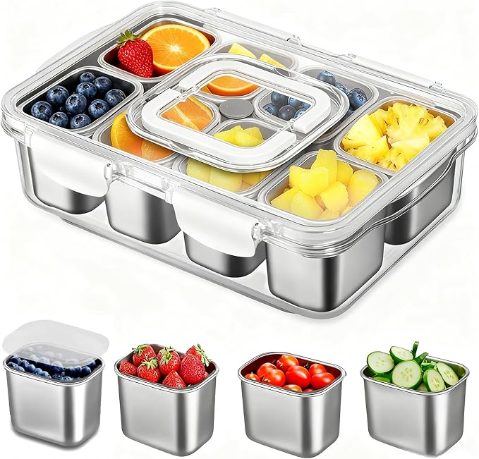 Snackle Box Container, Stainless Steel Divided Serving Tray by kidinit