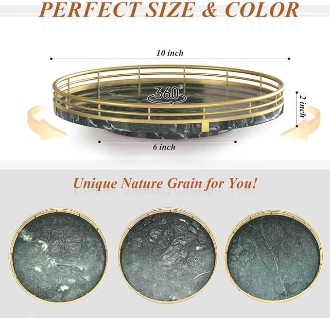AMH 10-Inch Green Marble Lazy Susan - Image 7