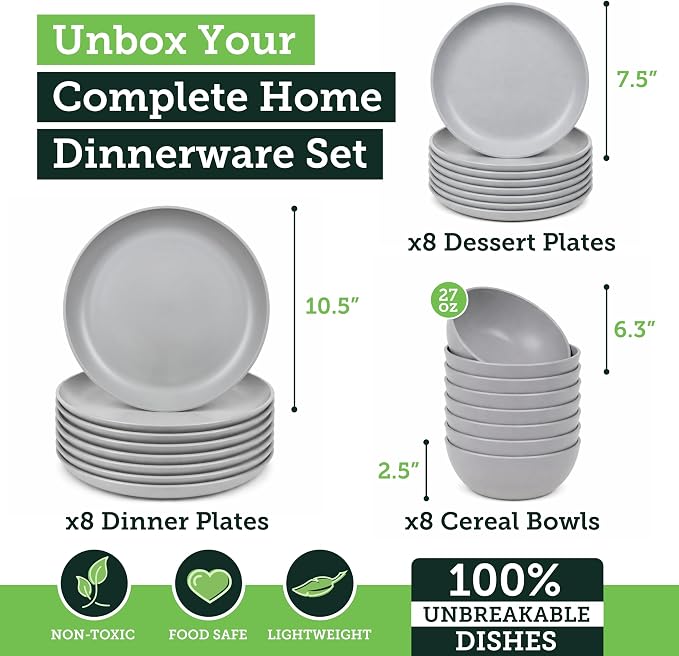 Grow Forward 24-piece Premium Wheat Straw Dinnerware Sets - Image 3