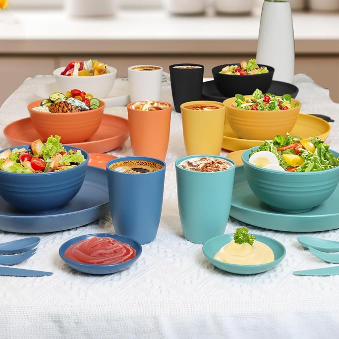 Wheat straw dinnerware set of 28 - Image 7