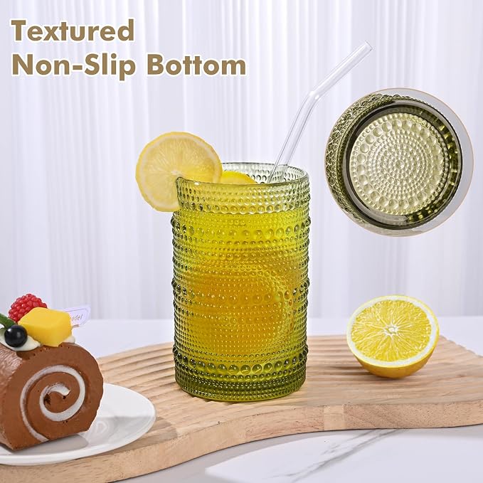 ZMOWIPDL 12oz & 15oz Hobnail Drinking Glasses, - Image 5