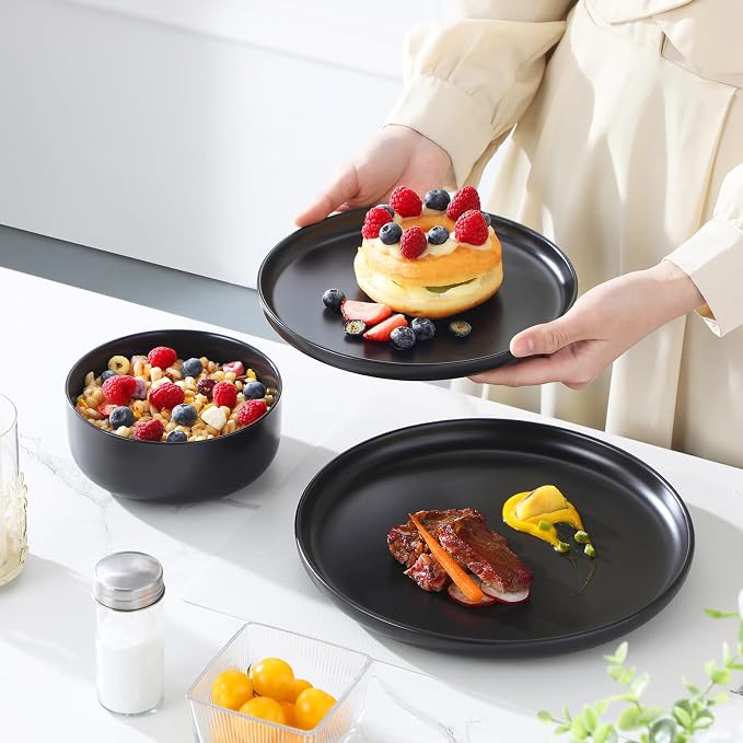 MALACASA 12 Pcs Porcelain Plates and Bowls Sets, Dinnerware Set - Image 6