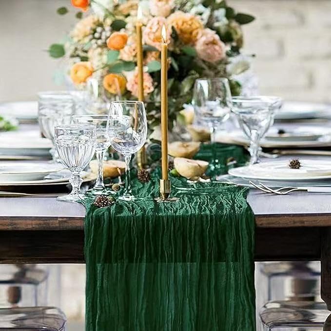 12Pack Emerald Green Cheesecloth Table Runner 20x120inch Gauze Runners | Boho - Image 2