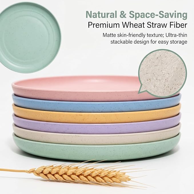 6 PACK 6 Inches Lightweight Mini Wheat Straw Plates Reusable Plate Set - Image 9