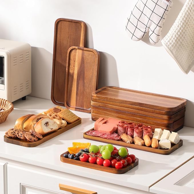Small Solid Acacia Wood Serving Trays and Platters - Image 3